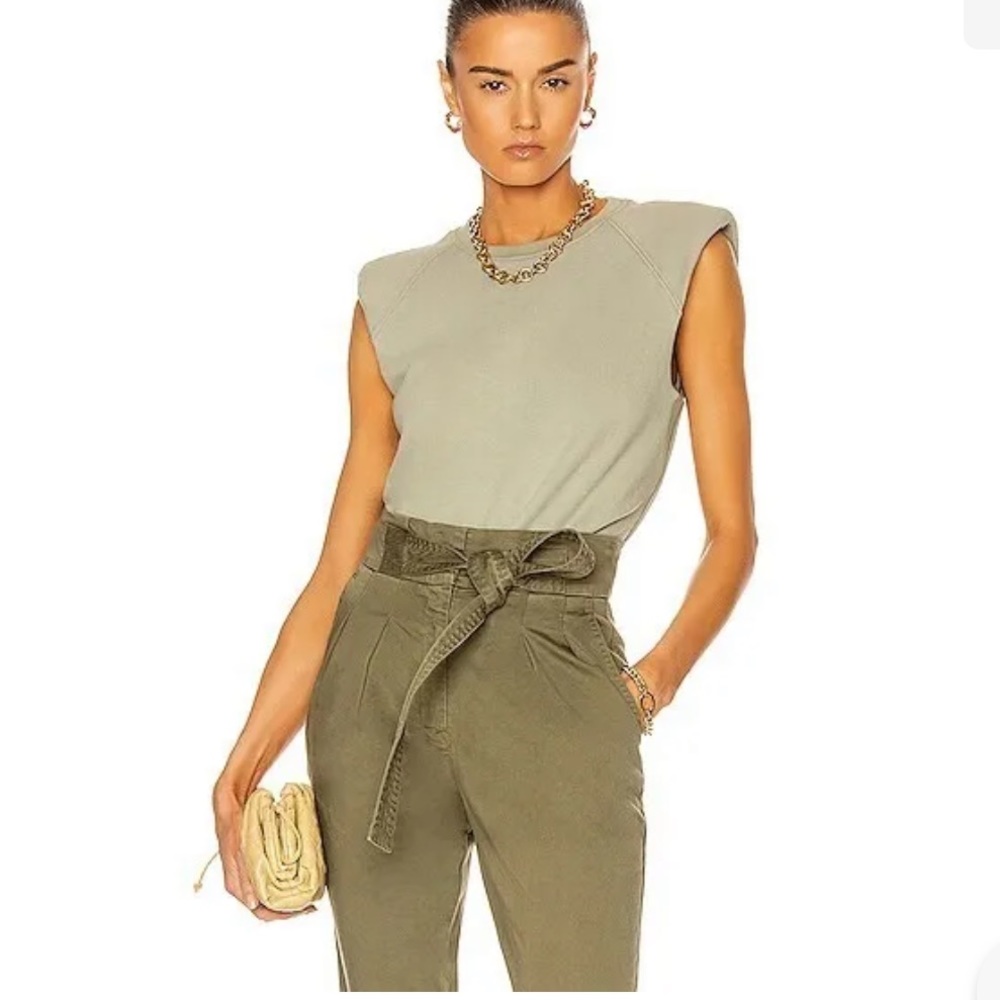 Jonathan Simkhai Olive Green Padded-Sleeve Bodysuit